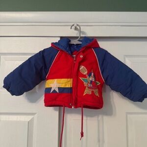 Vintage toddler puffer, sports zip up jacket